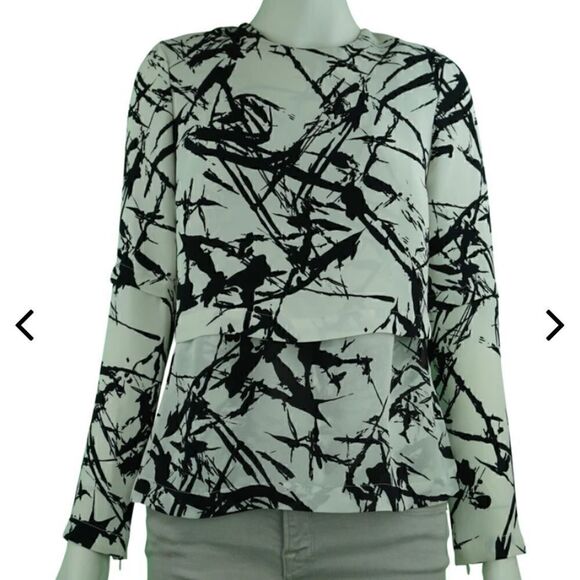 ALC Black And white silk top - Picture 2 of 6